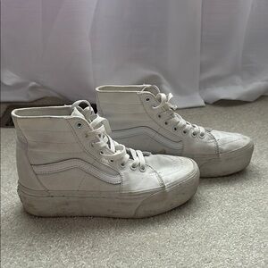 Vans White Platform Sneakers High-Top Canvas